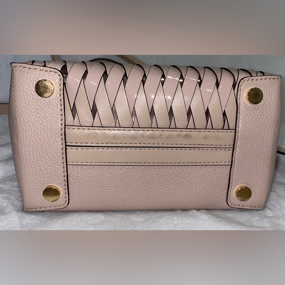 Michael Kors Crossbody Handbag Taupe Leather Basket Weave Bag - Picture 6 of 8